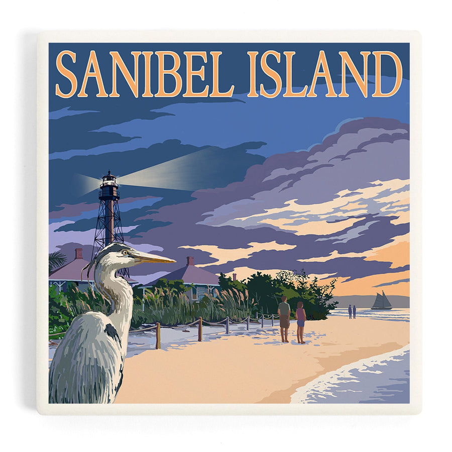 Sanibel Island, Florida, Lighthouse, Coasters Coasters Lantern Press 