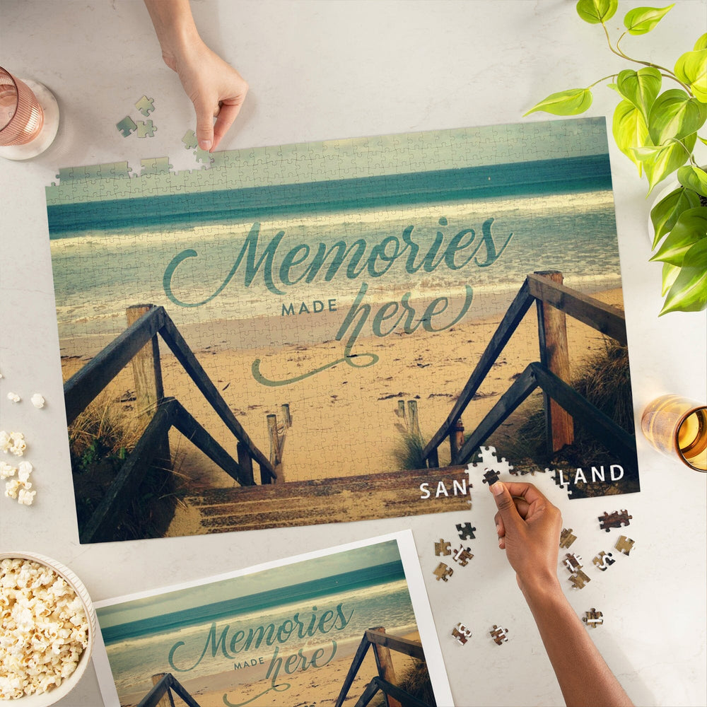 Sanibel Island, Florida, Memories Made Here, Sandy Staircase, Beach Sentiment, Jigsaw Puzzle Puzzle Lantern Press 