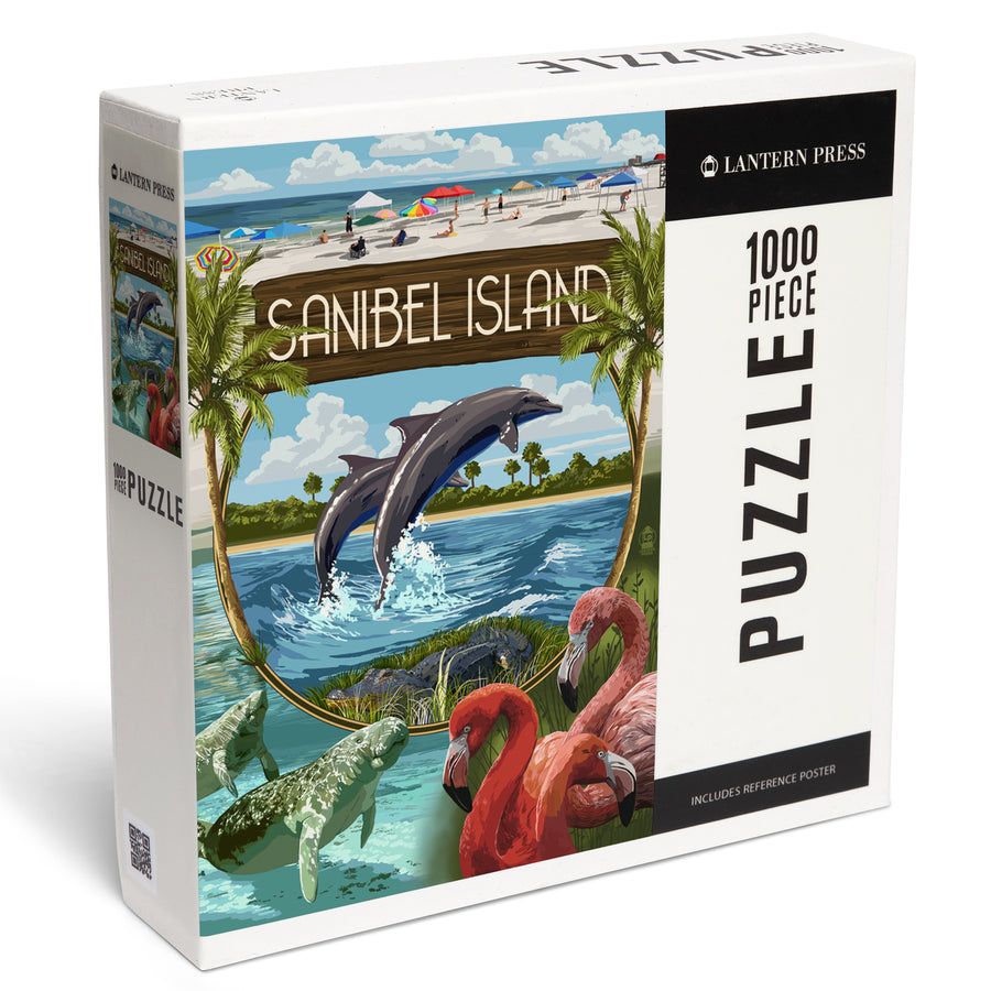 Sanibel Island, Florida, Montage, Jigsaw Puzzle Puzzle Lantern Press 