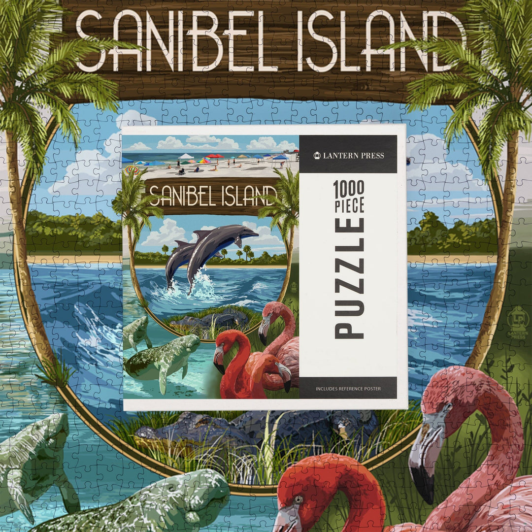 Sanibel Island, Florida, Montage, Jigsaw Puzzle Puzzle Lantern Press 