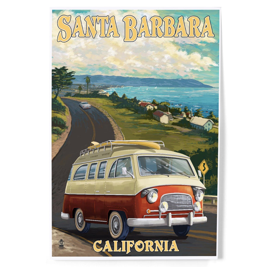 Santa Barbara, California, Camper Van, Art & Giclee Prints Art Lantern Press 
