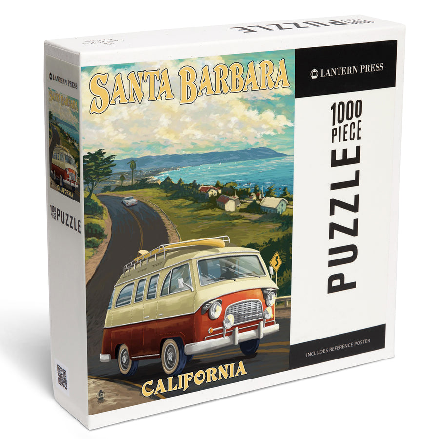 Santa Barbara, California, Camper Van, Jigsaw Puzzle Puzzle Lantern Press 