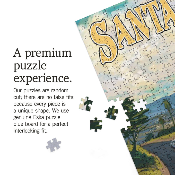 Santa Barbara, California, Camper Van, Jigsaw Puzzle Puzzle Lantern Press 