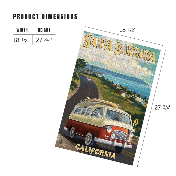 Santa Barbara, California, Camper Van, Jigsaw Puzzle Puzzle Lantern Press 