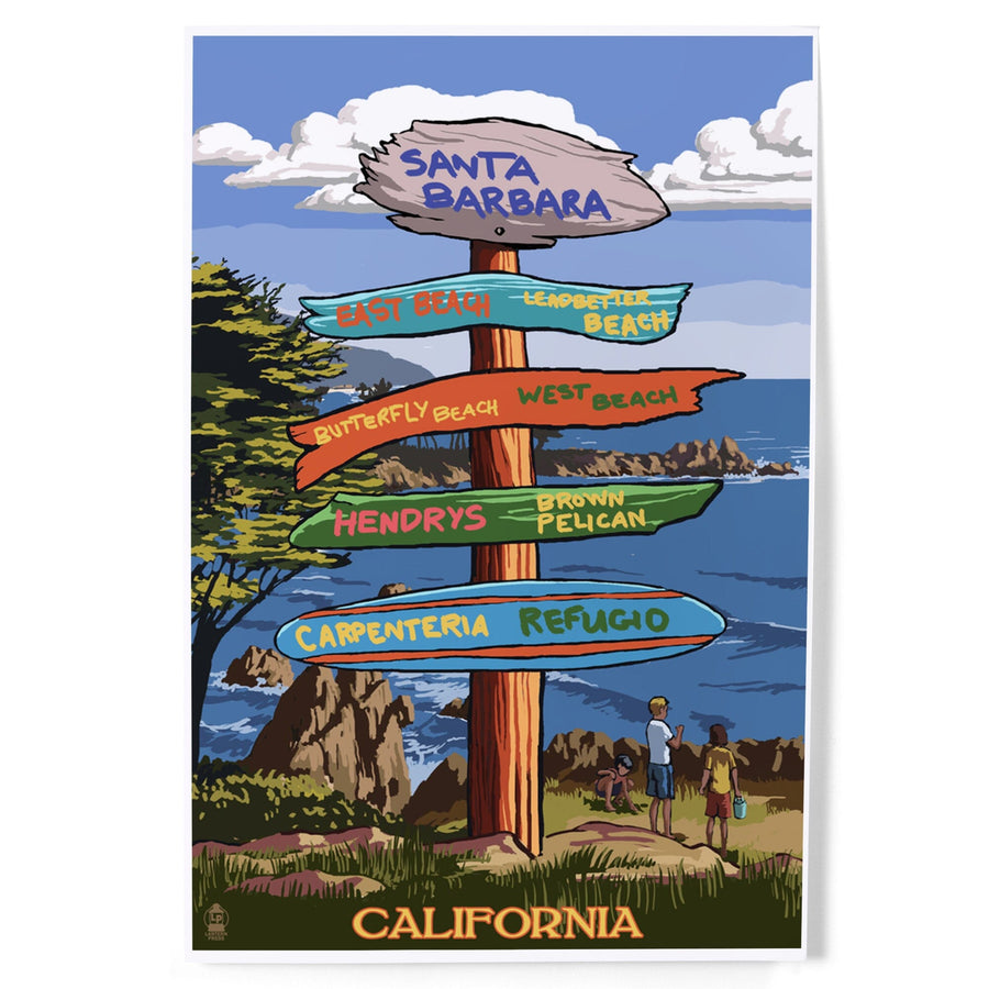 Santa Barbara, California, Destination Sign, Art & Giclee Prints Art Lantern Press 