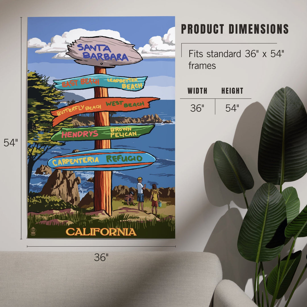 Santa Barbara, California, Destination Sign, Art & Giclee Prints Art Lantern Press 