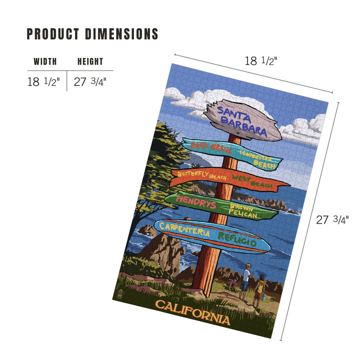 Santa Barbara, California, Destination Sign, Jigsaw Puzzle Puzzle Lantern Press 