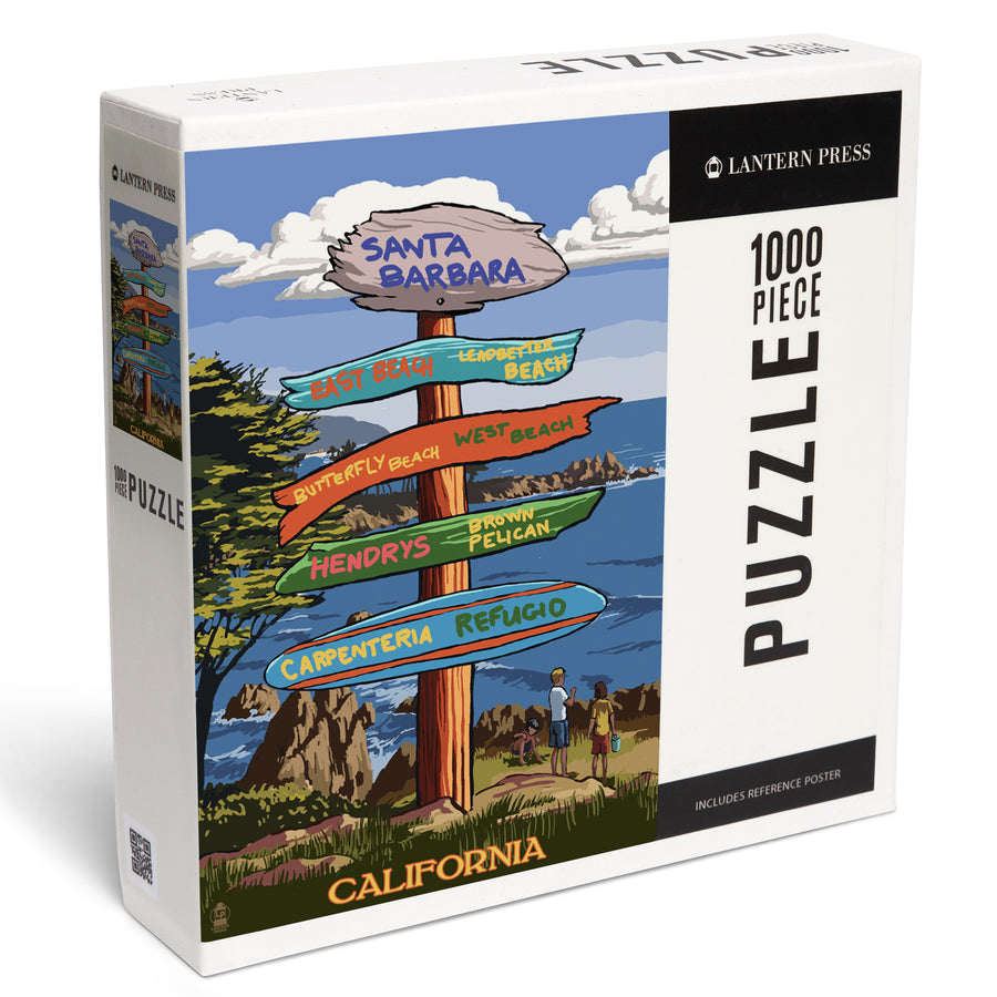 Santa Barbara, California, Destination Sign, Jigsaw Puzzle Puzzle Lantern Press 