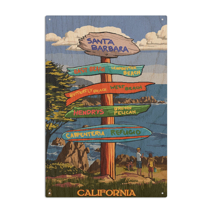 Santa Barbara, California, Destination Sign, Lantern Press Poster, Wood Signs and Postcards Wood Lantern Press 10 x 15 Wood Sign 
