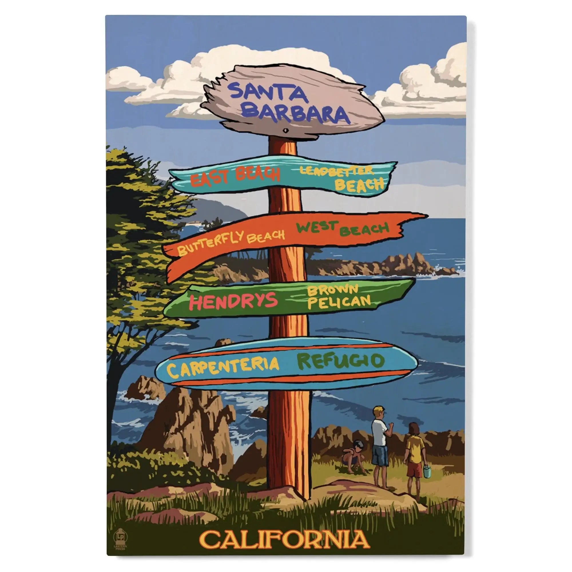 perthsanta forthbnokサイン入りマニラファンミポスター Santa Barbara, California, Destination Sign, Lantern Press Poster, Woo