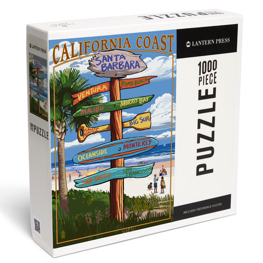 Santa Barbara, California, Destinations Sign, Jigsaw Puzzle Puzzle Lantern Press 