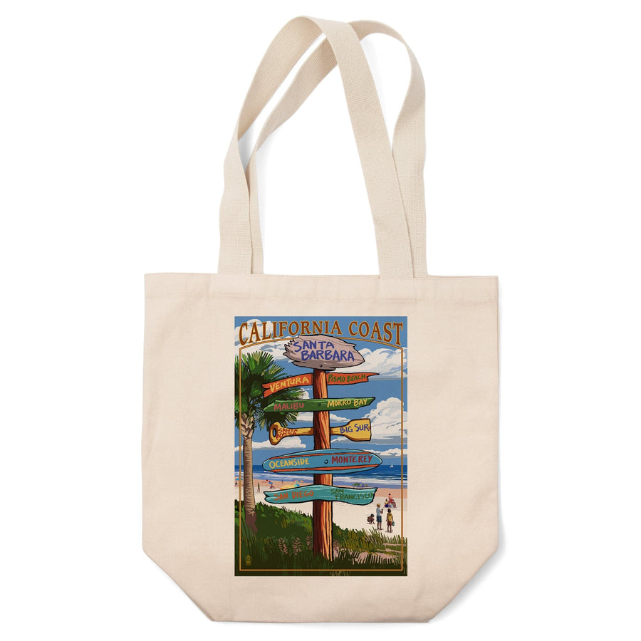 Santa Barbara, California, Destinations Sign, Tote Bag Totes Lantern Press 