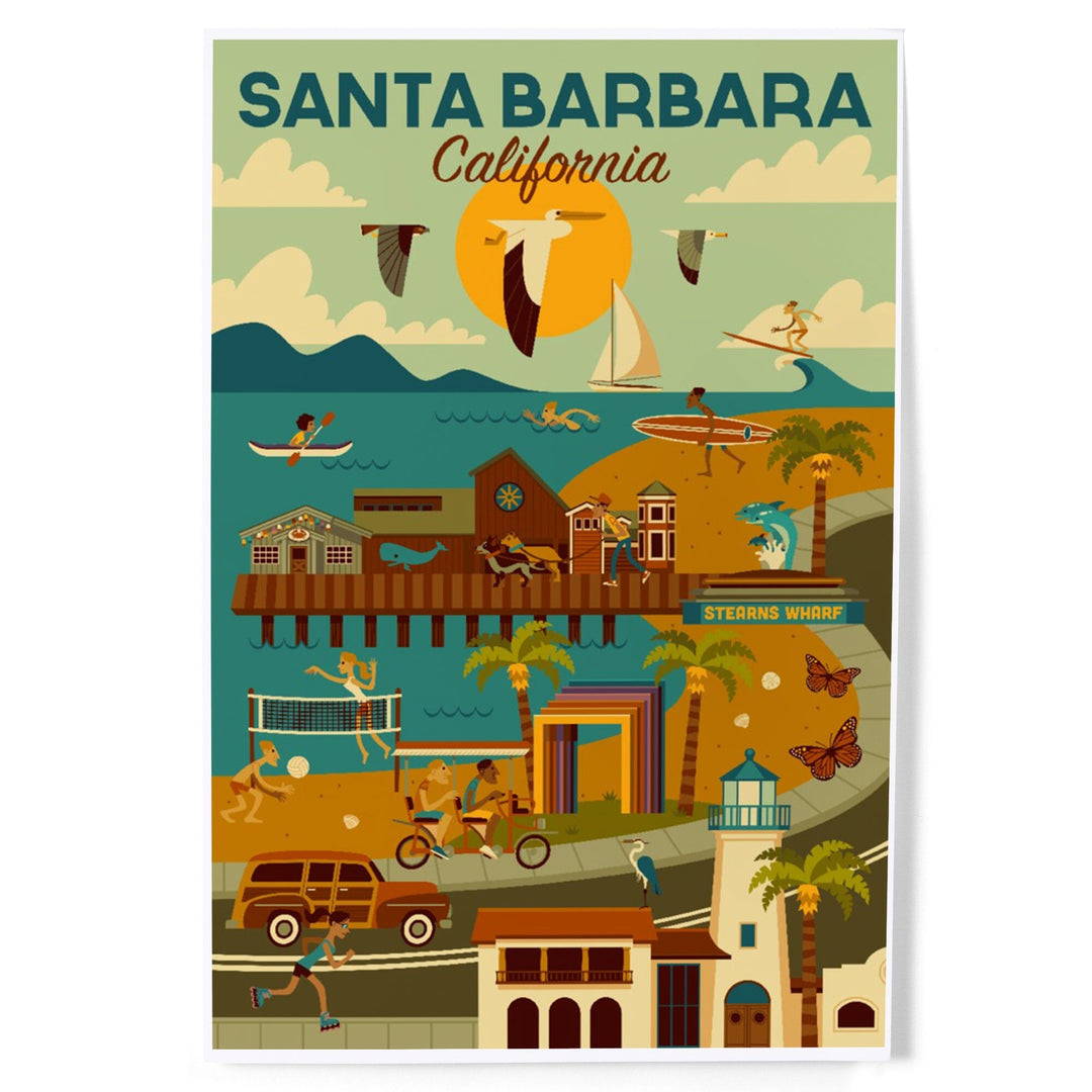 Santa Barbara, California, Geometric, Art & Giclee Prints Art Lantern Press 