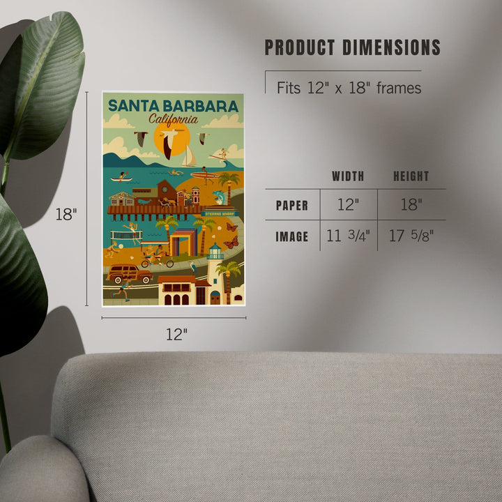 Santa Barbara, California, Geometric, Art & Giclee Prints Art Lantern Press 