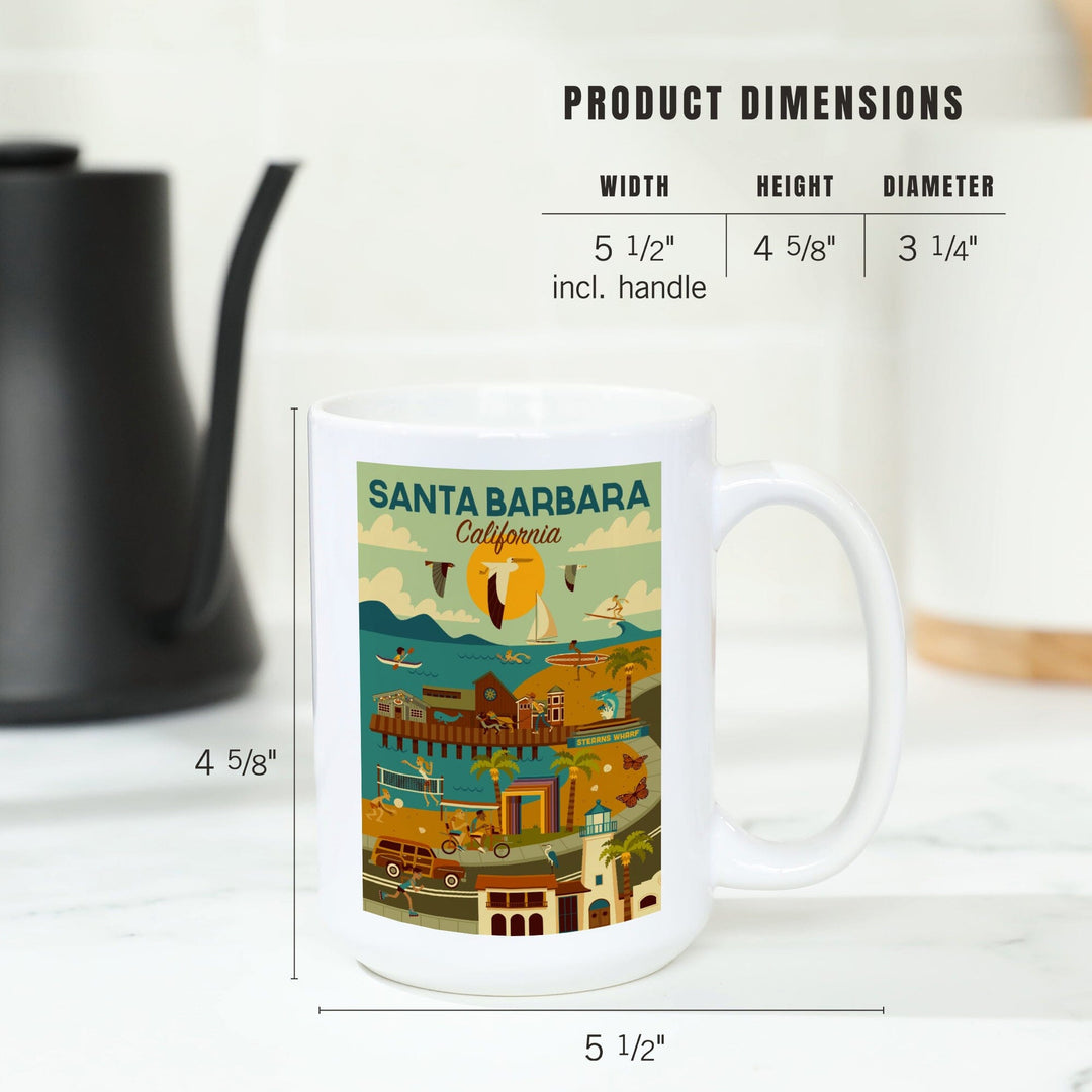 Santa Barbara, California, Geometric, Ceramic Mug Mugs Lantern Press 