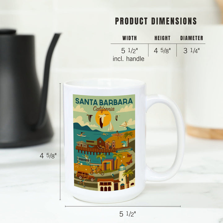 Santa Barbara, California, Geometric, Ceramic Mug Mugs Lantern Press 