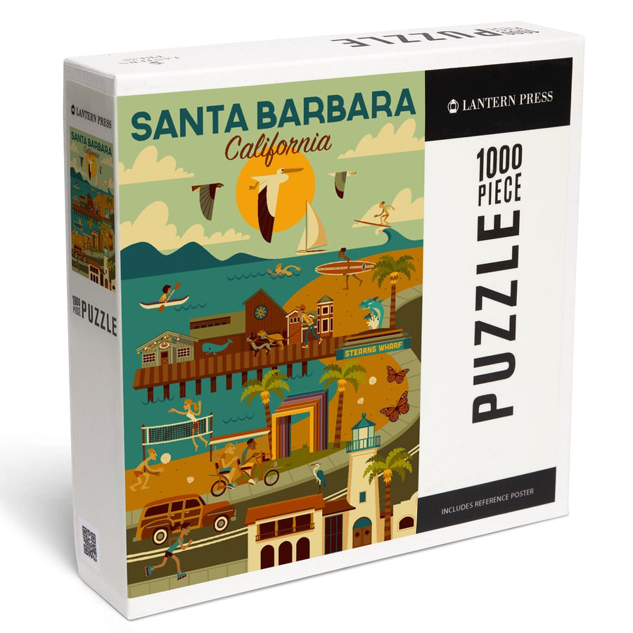 Santa Barbara, California, Geometric, Jigsaw Puzzle Puzzle Lantern Press 