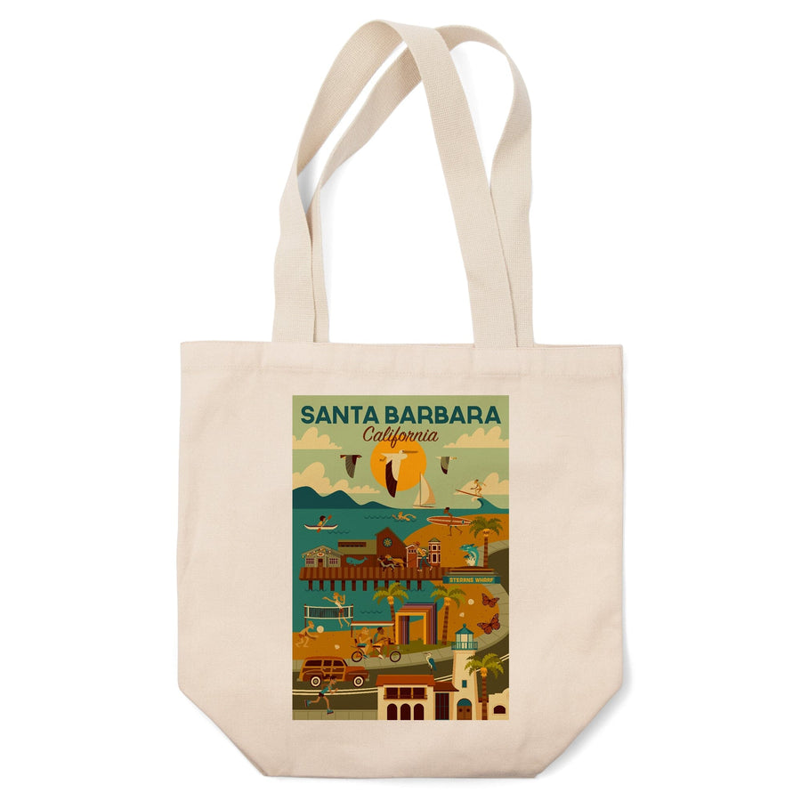 Santa Barbara, California, Geometric, Tote Bag Totes Lantern Press 