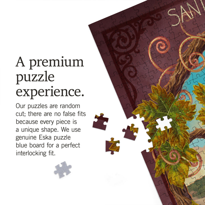 Santa Barbara, California, Merlot, Jigsaw Puzzle Puzzle Lantern Press 