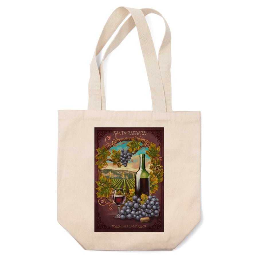 Santa Barbara, California, Merlot, Tote Bag Totes Lantern Press 