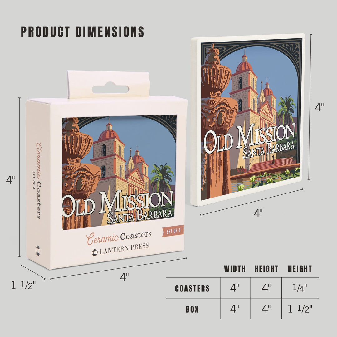 Santa Barbara, California, Old Mission, Coasters Coasters Lantern Press 