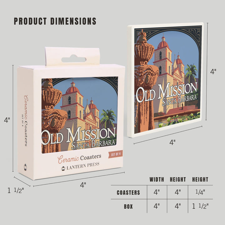 Santa Barbara, California, Old Mission, Coasters Coasters Lantern Press 