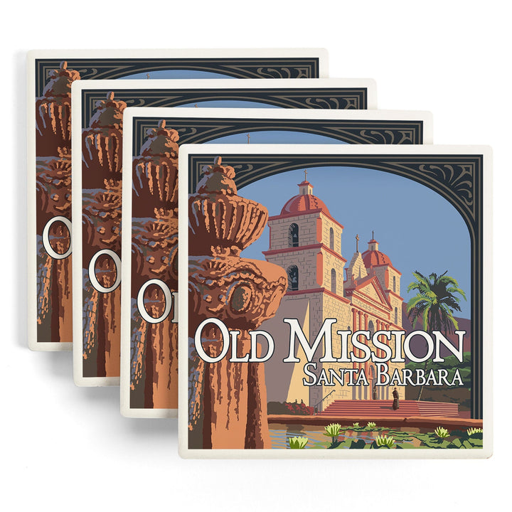 Santa Barbara, California, Old Mission, Coasters Coasters Lantern Press 