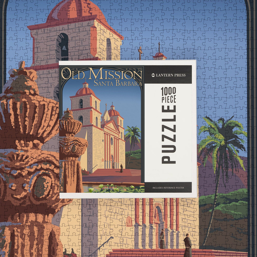 Santa Barbara, California, Old Mission, Jigsaw Puzzle Puzzle Lantern Press 