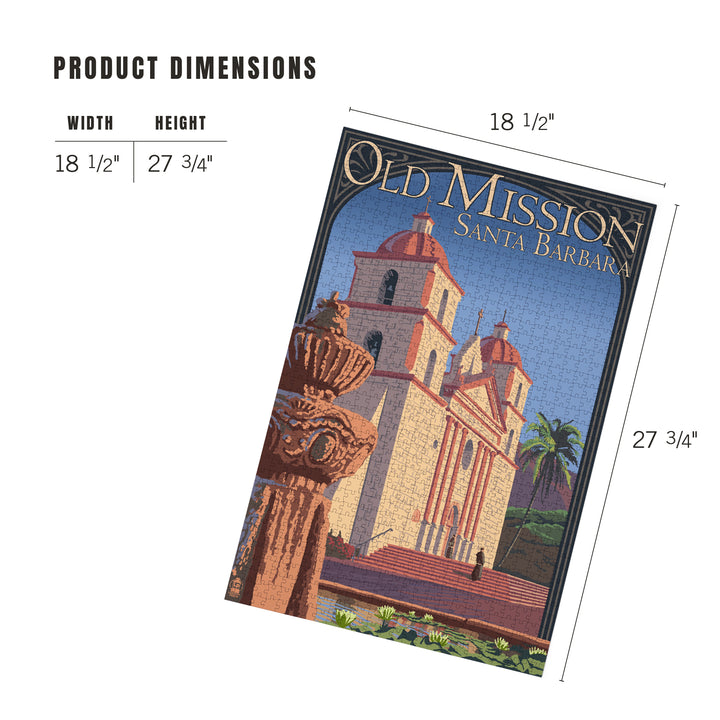 Santa Barbara, California, Old Mission, Jigsaw Puzzle Puzzle Lantern Press 