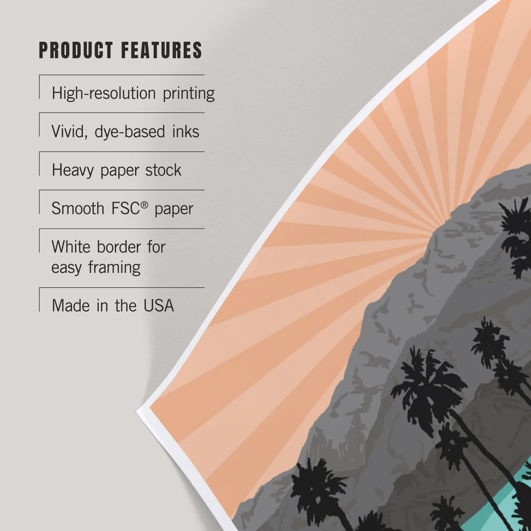 Santa Barbara, California, Palm Trees and Mountains, Art & Giclee Prints Art Lantern Press 