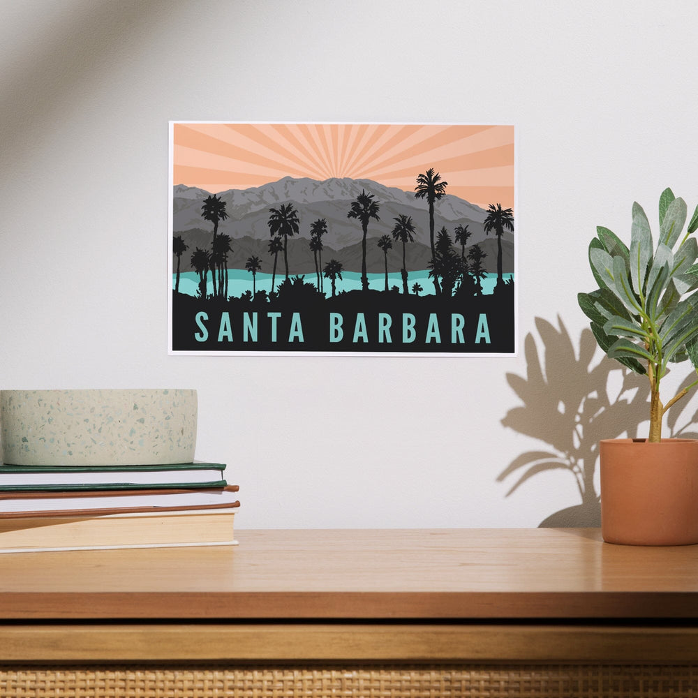 Santa Barbara, California, Palm Trees and Mountains, Art & Giclee Prints Art Lantern Press 
