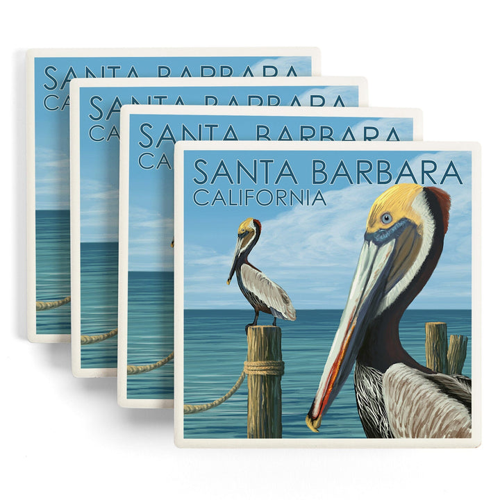 Santa Barbara, California, Pelican, Coasters Coasters Lantern Press 