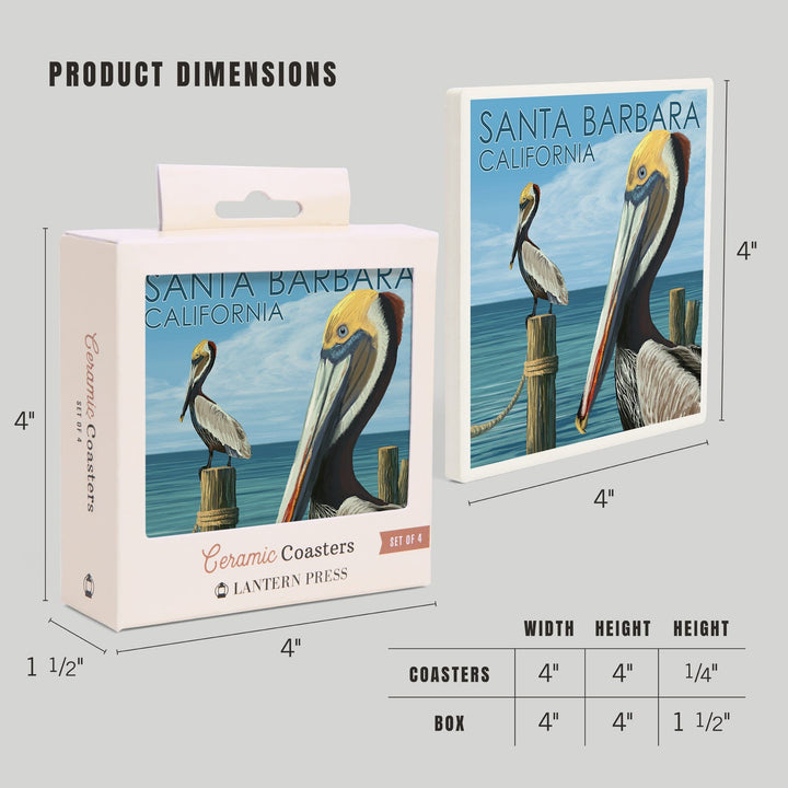 Santa Barbara, California, Pelican, Coasters Coasters Lantern Press 