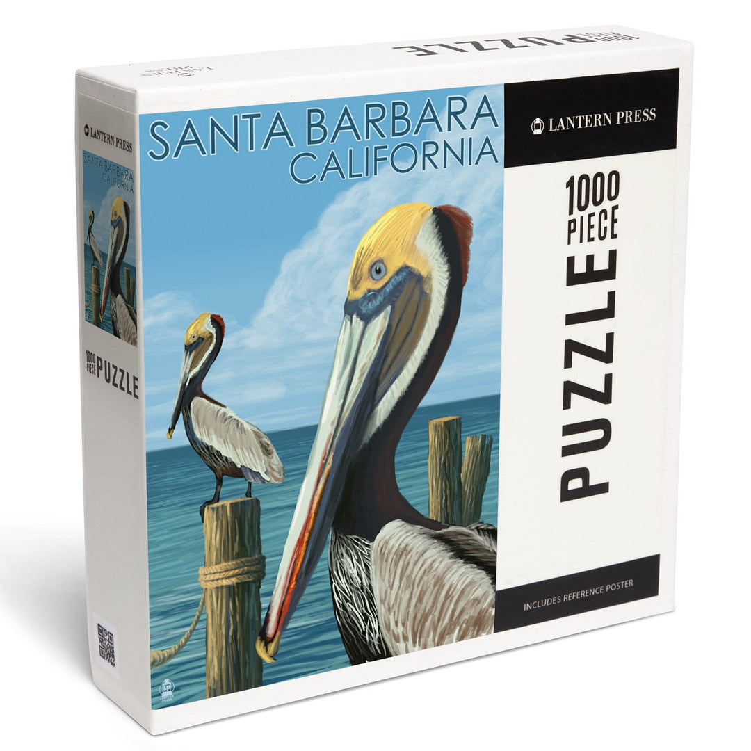 Santa Barbara, California, Pelican, Jigsaw Puzzle Puzzle Lantern Press 