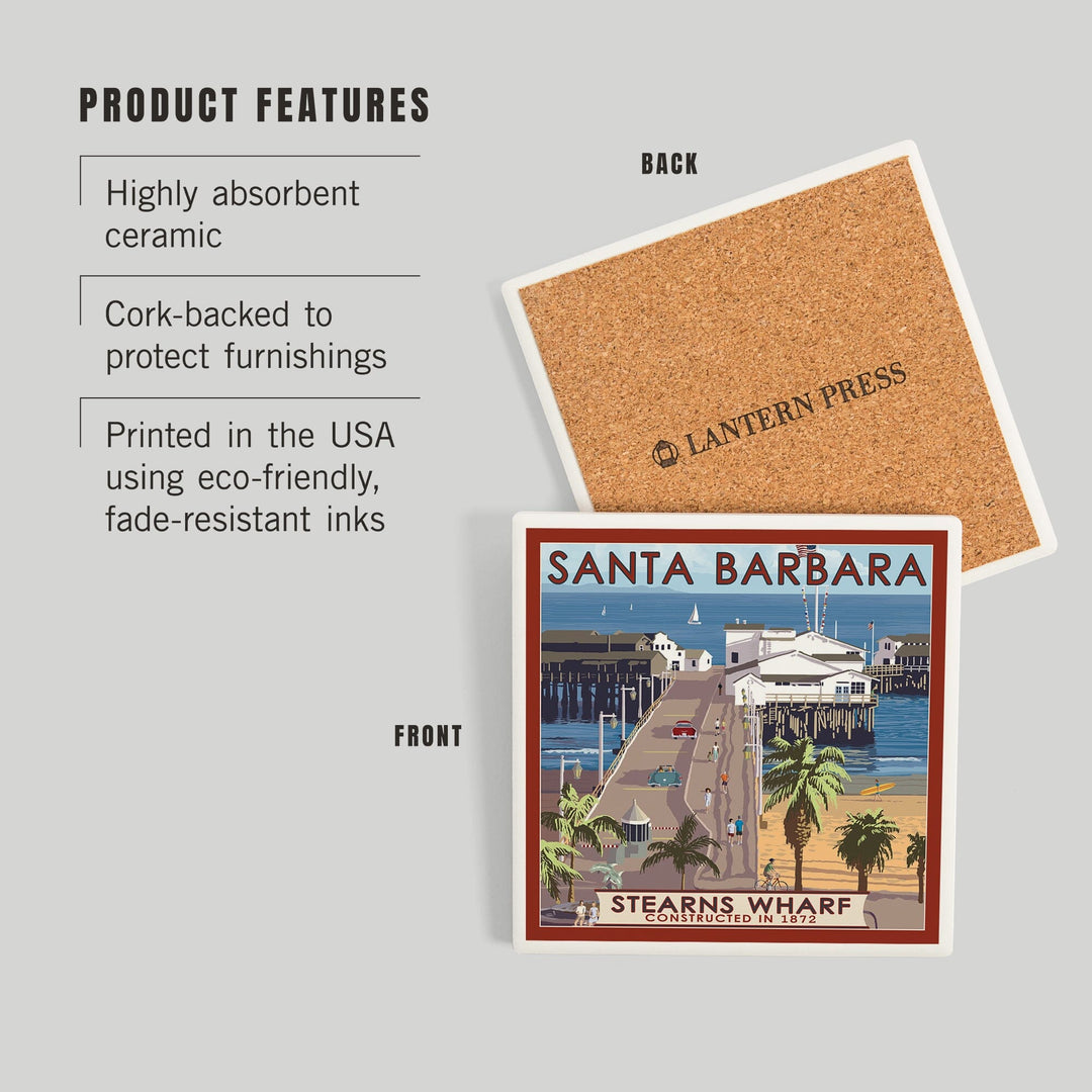 Santa Barbara, California, Stern's Wharf, Coasters Coasters Lantern Press 
