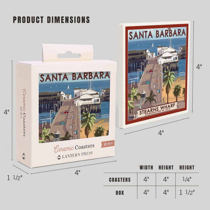 Santa Barbara, California, Stern's Wharf, Coasters Coasters Lantern Press 