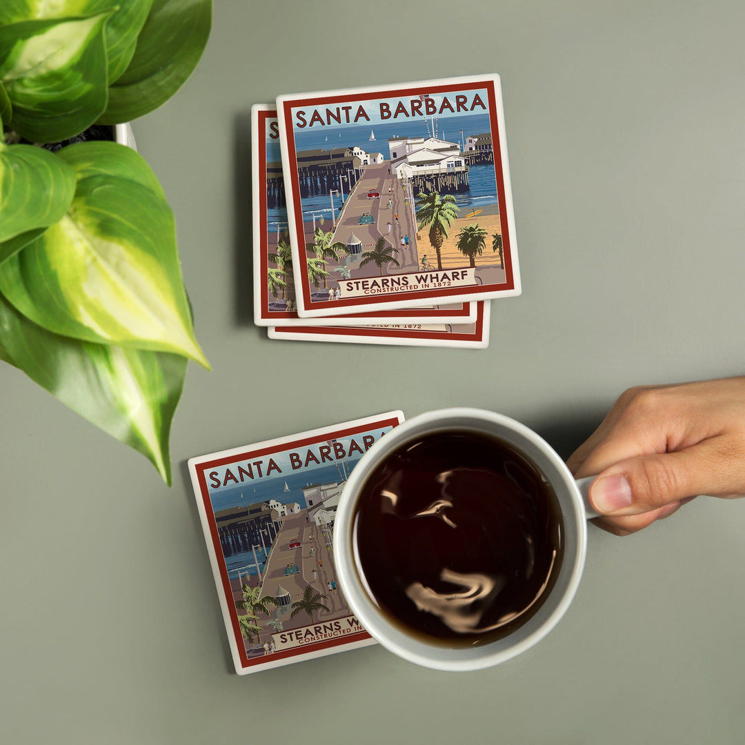 Santa Barbara, California, Stern's Wharf, Coasters Coasters Lantern Press 