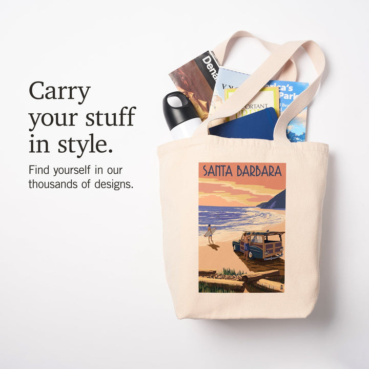 Santa Barbara, California, Woody on Beach, Tote Bag Totes Lantern Press 