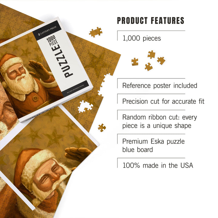 Santa Claus, Christmas Oil Painting, Jigsaw Puzzle Puzzle Lantern Press 