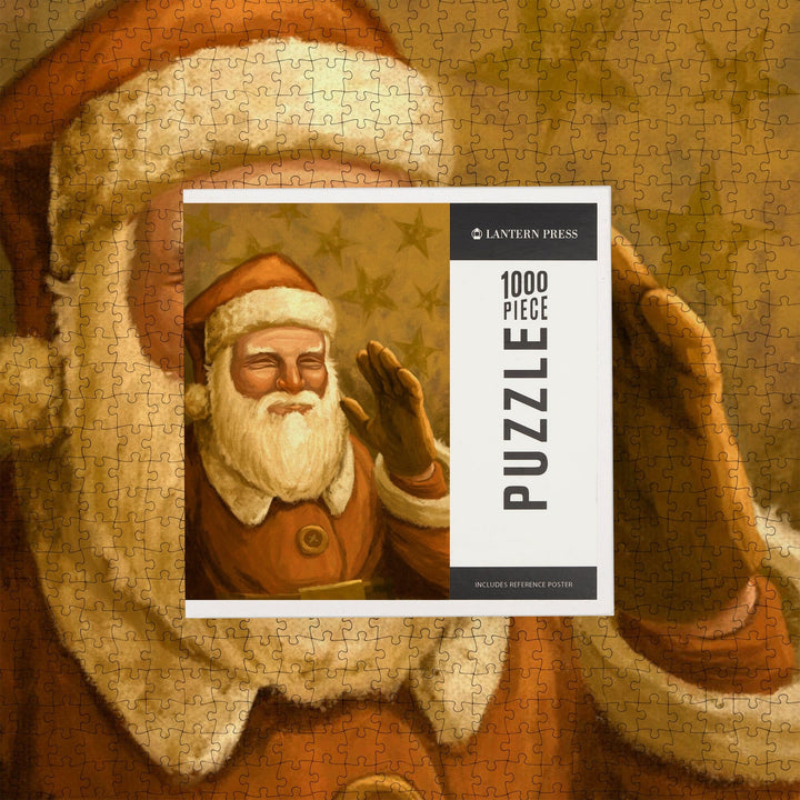 Santa Claus, Christmas Oil Painting, Jigsaw Puzzle Puzzle Lantern Press 