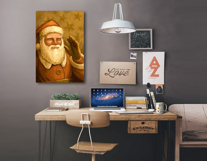 Santa Claus, Christmas Oil Painting, Lantern Press Artwork, Stretched Canvas Canvas Lantern Press 