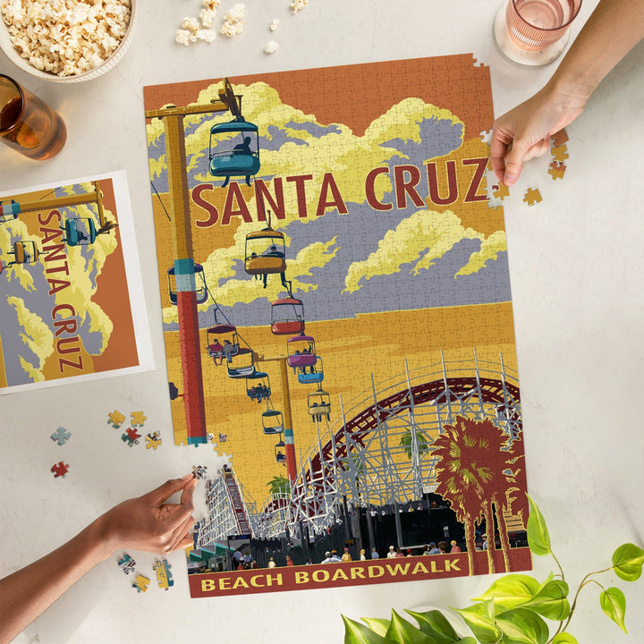 Santa Cruz, California, Beach Boardwalk, Jigsaw Puzzle Puzzle Lantern Press 