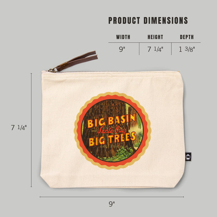 Santa Cruz, California, Big Basin and Big Trees,, Organic Cotton Zipper Pouch, Go Bag Go Bag Lantern Press 