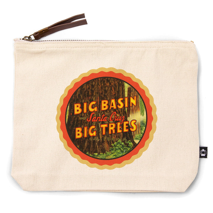 Santa Cruz, California, Big Basin and Big Trees,, Organic Cotton Zipper Pouch, Go Bag Go Bag Lantern Press 