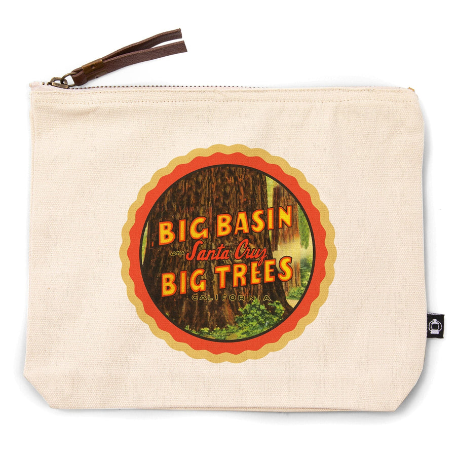 Santa Cruz, California, Big Basin and Big Trees,, Organic Cotton Zipper Pouch, Go Bag Go Bag Lantern Press 