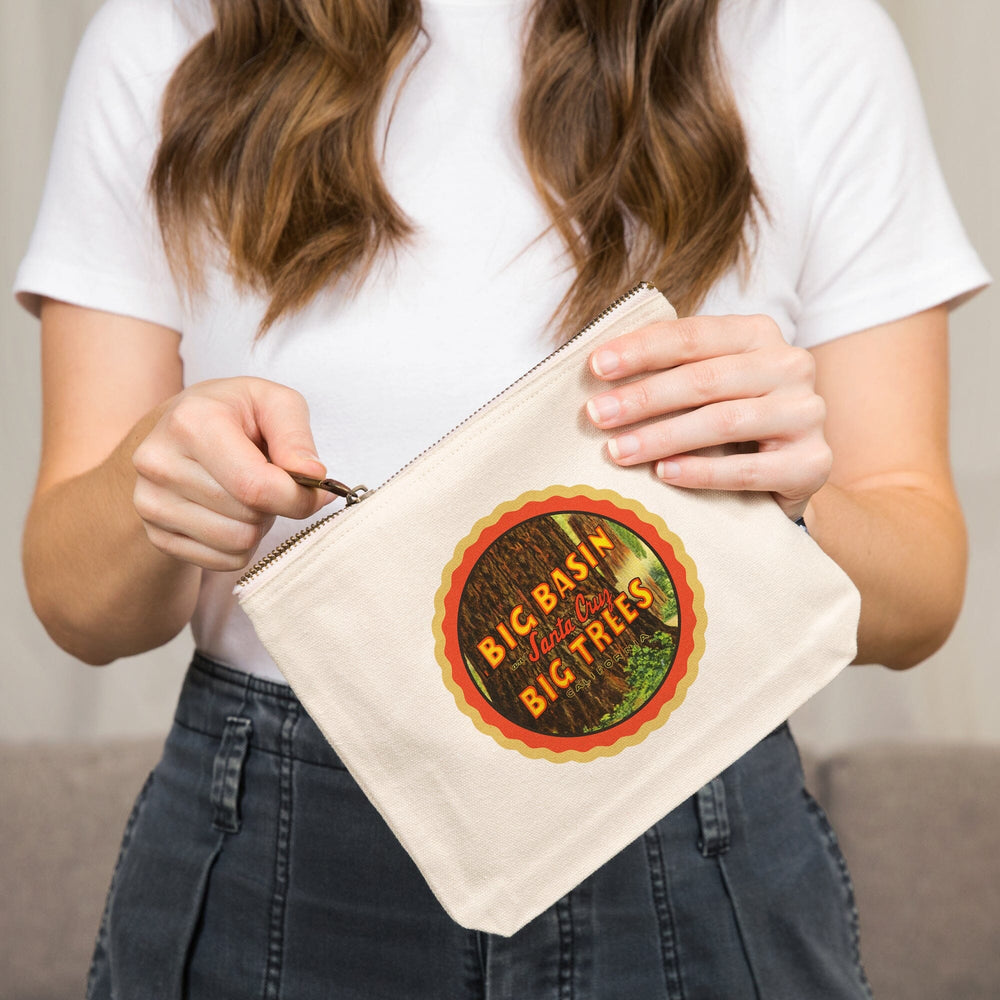 Santa Cruz, California, Big Basin and Big Trees,, Organic Cotton Zipper Pouch, Go Bag Go Bag Lantern Press 