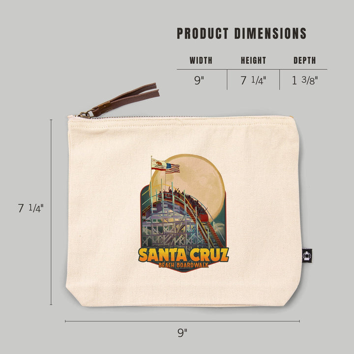 Santa Cruz, California, Big Dipper Coaster and Moon,, Organic Cotton Zipper Pouch, Go Bag Go Bag Lantern Press 