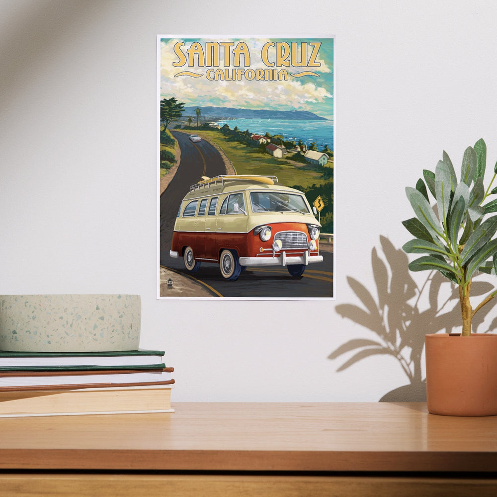 Santa Cruz, California, Camper Van, Art & Giclee Prints Art Lantern Press 
