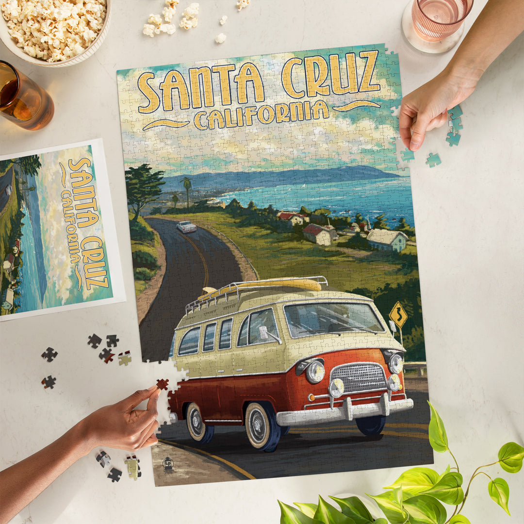 Santa Cruz, California, Camper Van, Jigsaw Puzzle Puzzle Lantern Press 