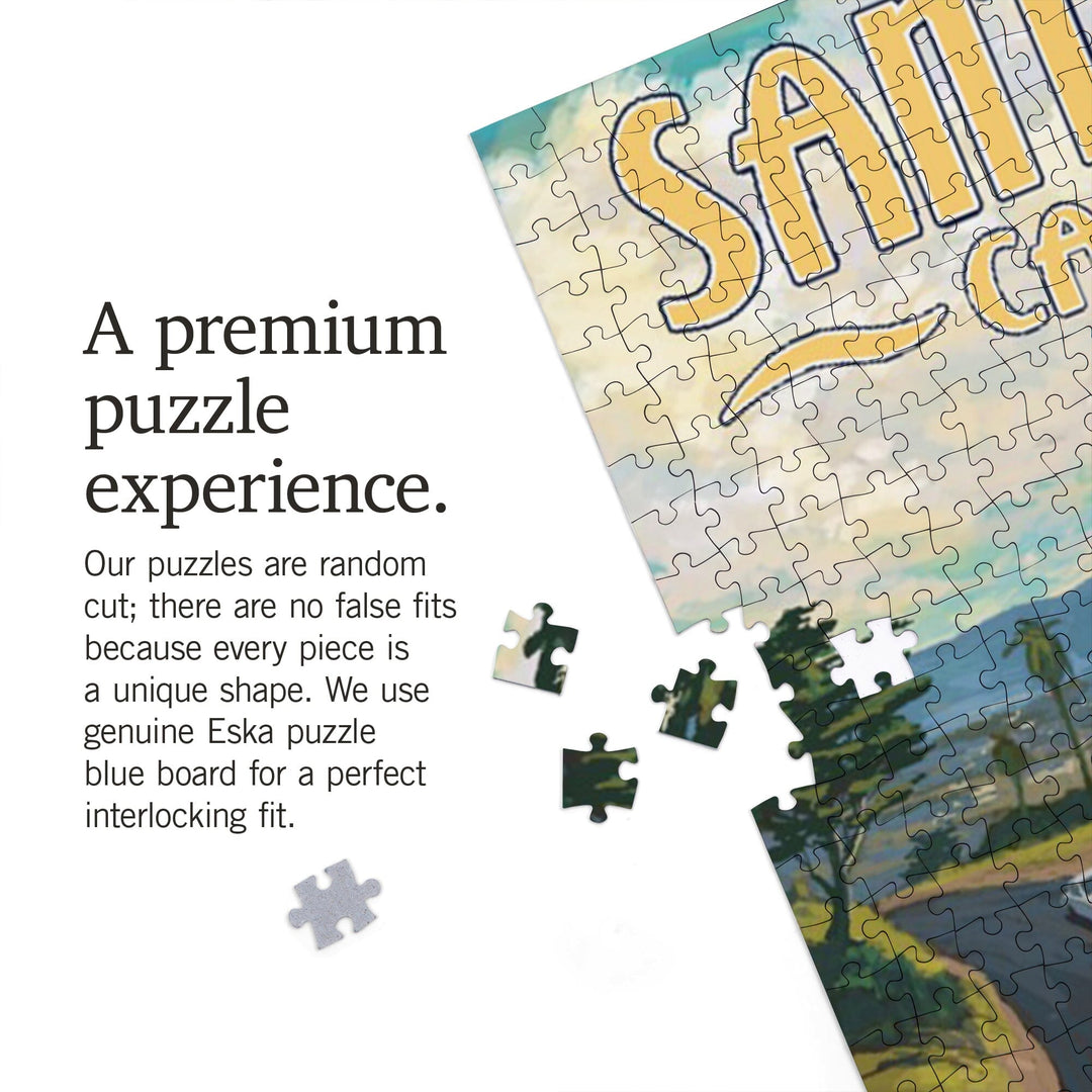 Santa Cruz, California, Camper Van, Jigsaw Puzzle Puzzle Lantern Press 
